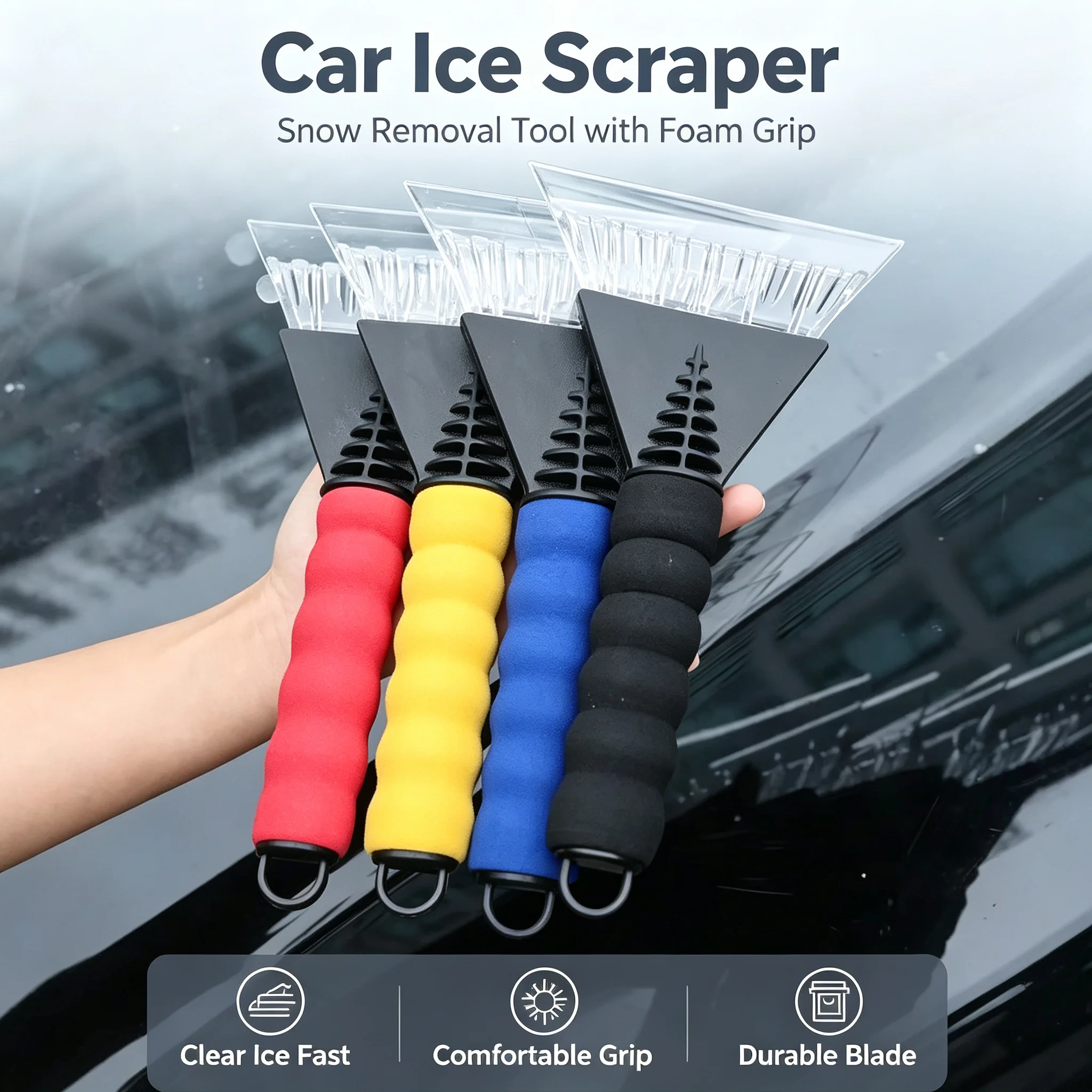 Car Ice Scraper Snow Remover Windshield Ice Breaker Brush Winter Window Cleaning Tool Practical Winter Car Exterior Accessories