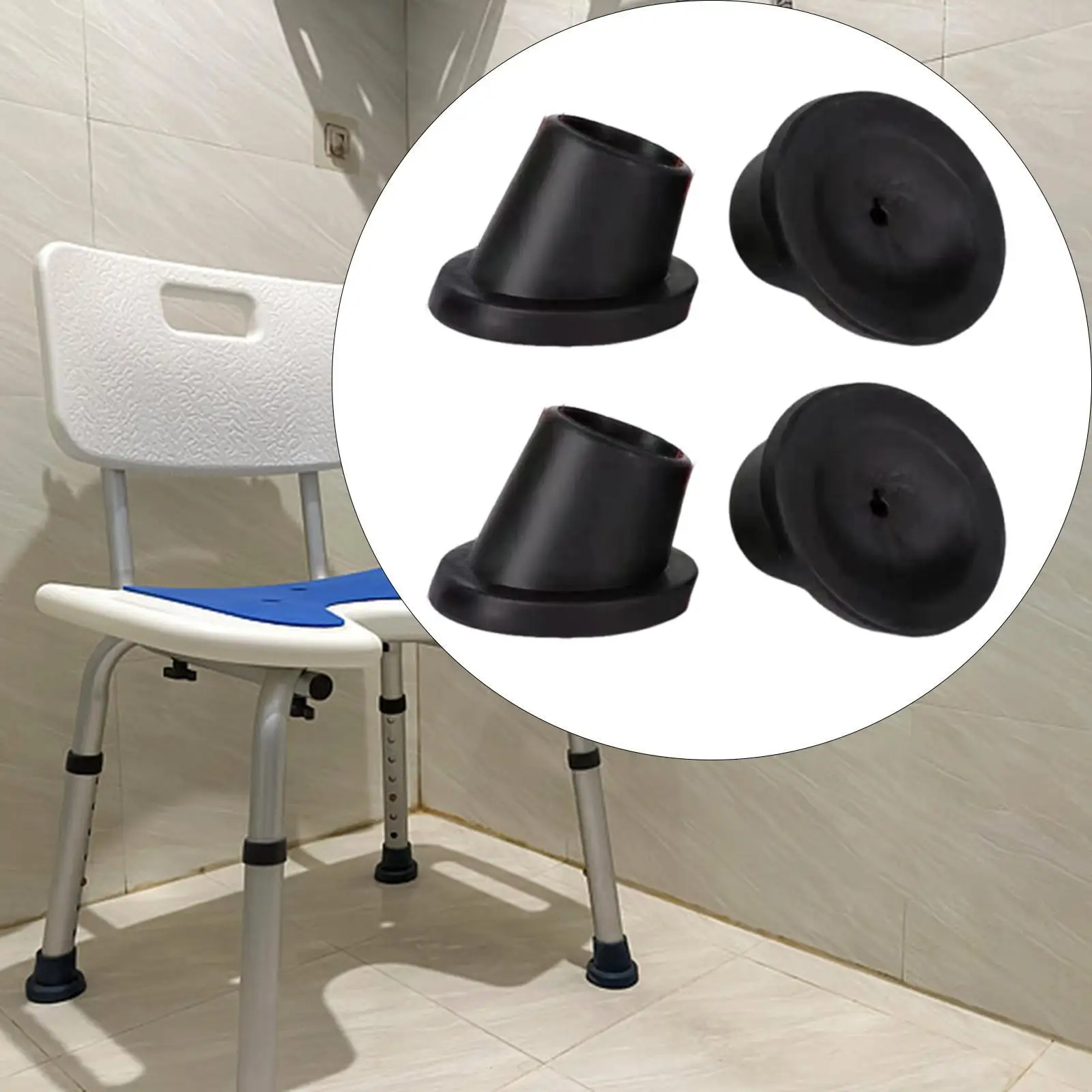 2/4Pcs ID 25mm 28mm Black Plastic Foot Mat Shower Stools Convenient Slope Rubber Feet Pads Chair Leg Caps Furniture Accessories
