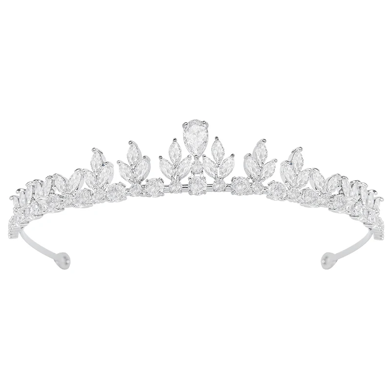 YYSuniee Luxury Crown Tiara for Women Trendy Leaf Shaped Cubic Zirconia Queen Crown Banquet Headpiece Hairdress