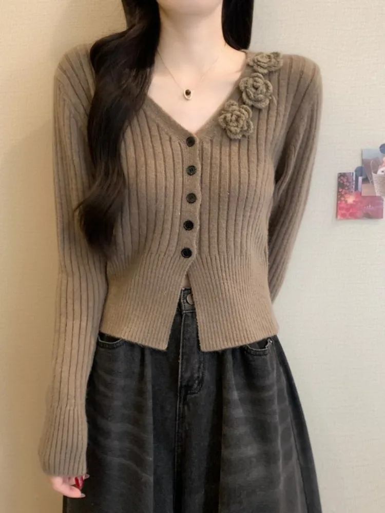 V-Ne Gestrickter Flase irt Damen-Herbst-Winter-Pullover, Strickjacke, weich, dehnbar, für den Pendelverkehr, lang, Swe, warmes Oberteil