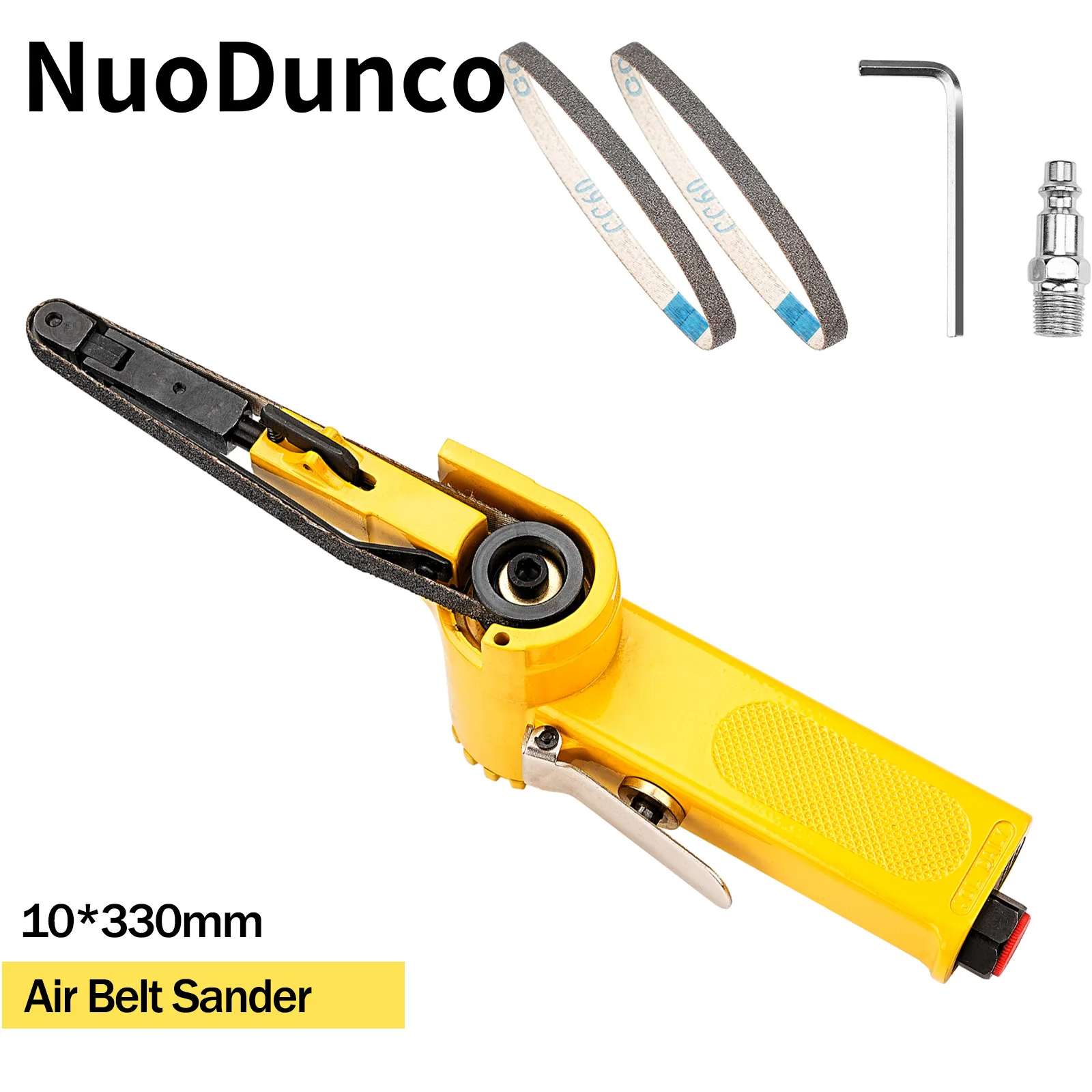 NuoDunco 1Inch Handheld Air Belt Sander 330*10mm Air Angle Grinding Machine for Grinding & Polishing Metal Wood