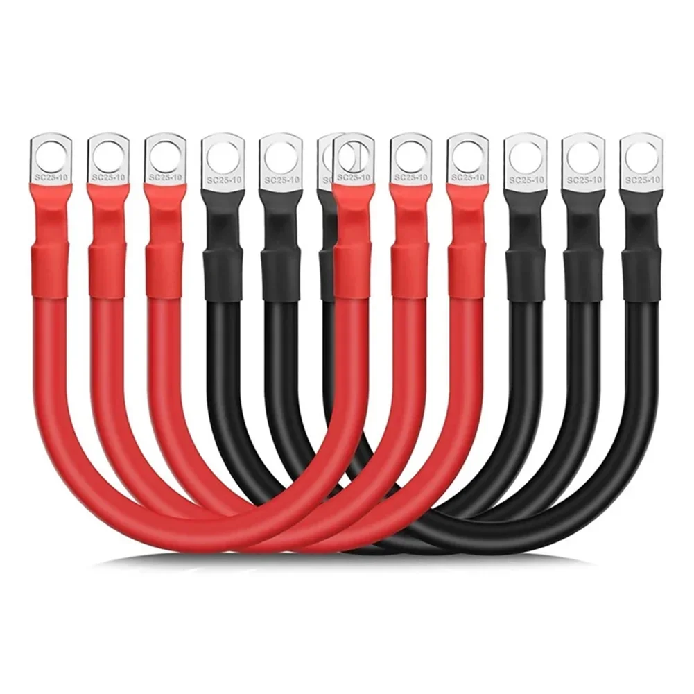 For Automotive Essential Set of Six Robust and Flexible PVC Insulated Battery Cables Measuring Twelve Inches Each