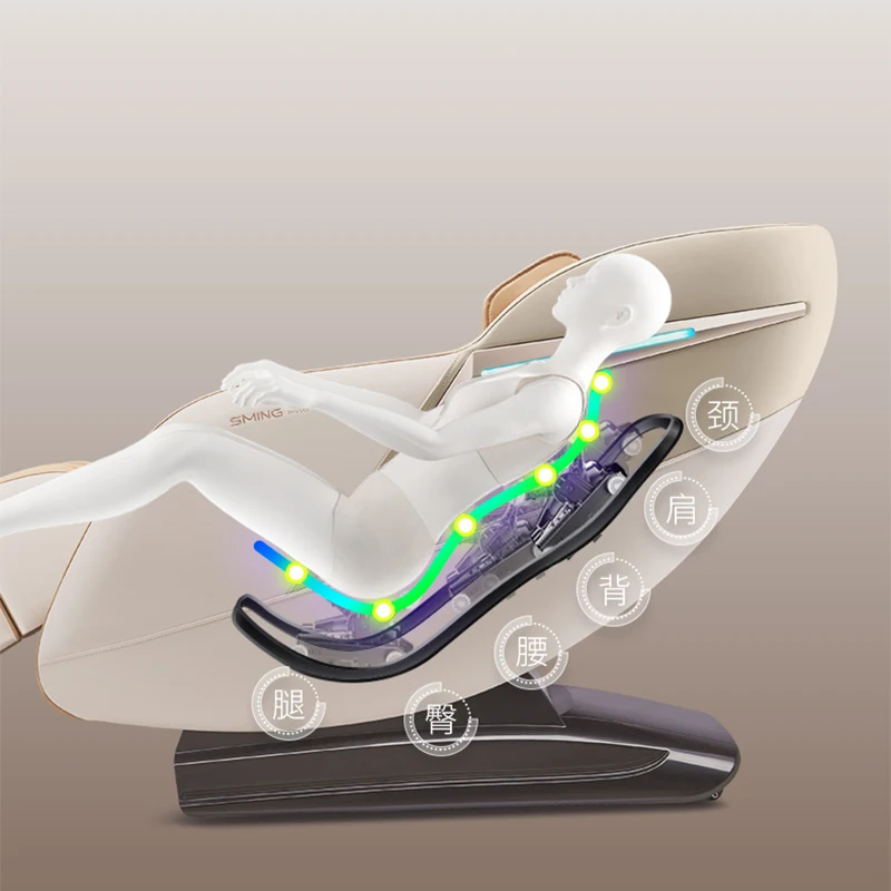 SM-819L Poltrona da massaggio manipolatore 3D di lusso Pista da massaggio super lunga Airbag per tutto il corpo Riscaldamento Sedia da massaggio musicale a gravità zero