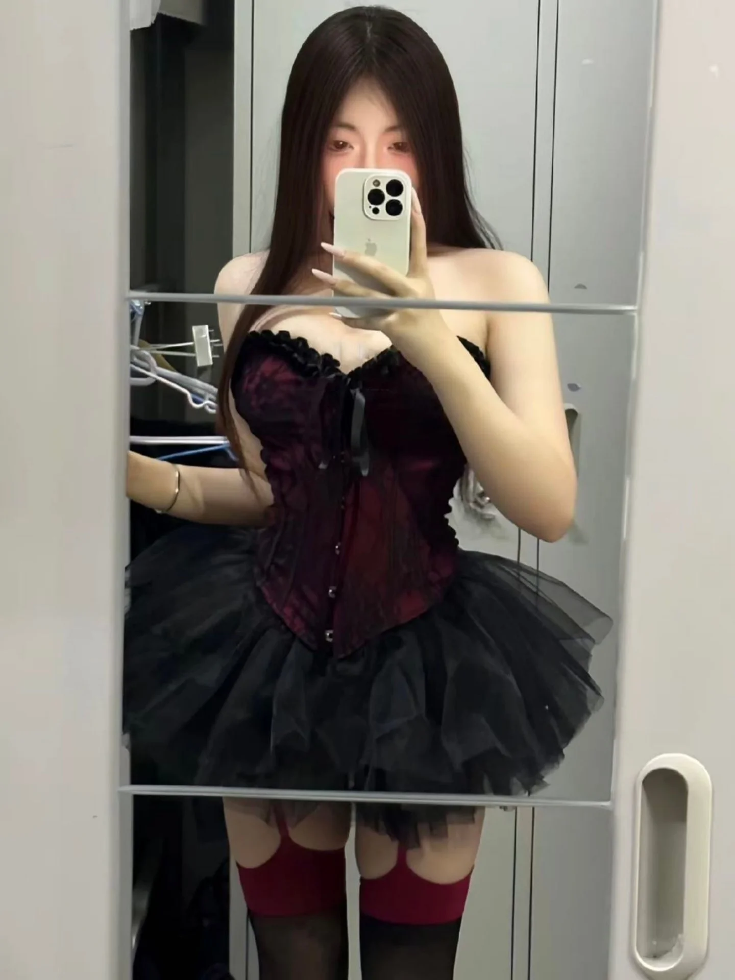 

loween Court Spicy Girl Retro Lace Tube Top Me Puffy f Skirt Faion High Waist Slimming Set Vintage Sle Polyester ...