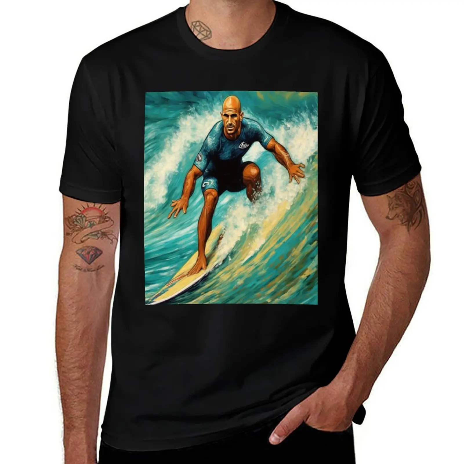 Mastery at Sea: Kelly Slater and the Spectacular Wave T-Shirt Comfortable Workout Short Sleeve Shirt