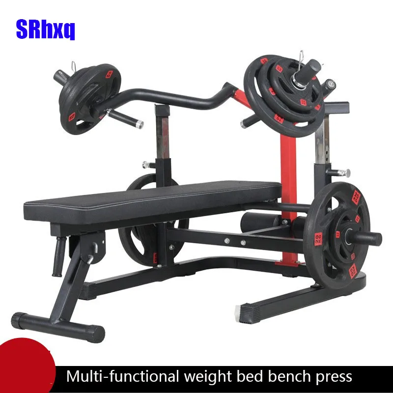 Home Folding Bench Press Frame, Chest Muscle Barbell, Push Bed, Safety Belt Protection, Multi-functional Weight Bed