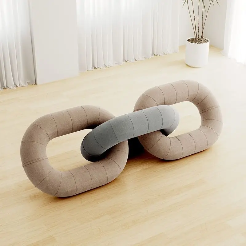 الإبداعية على شكل خاص قفل سلسلة أريكة القماش ضوء كريم غرفة المعيشة شقة صغيرة بسيطة وحديثة