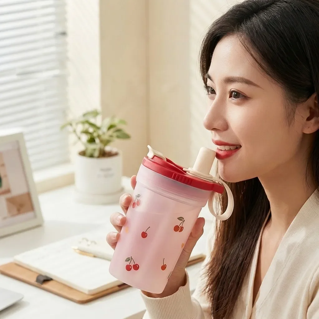 Reusable Tumbler Straw Cup With Tea Strainer Transparent Plastic Water Cup For Cold And Hot Drinks Milk Coffee Mug For Students