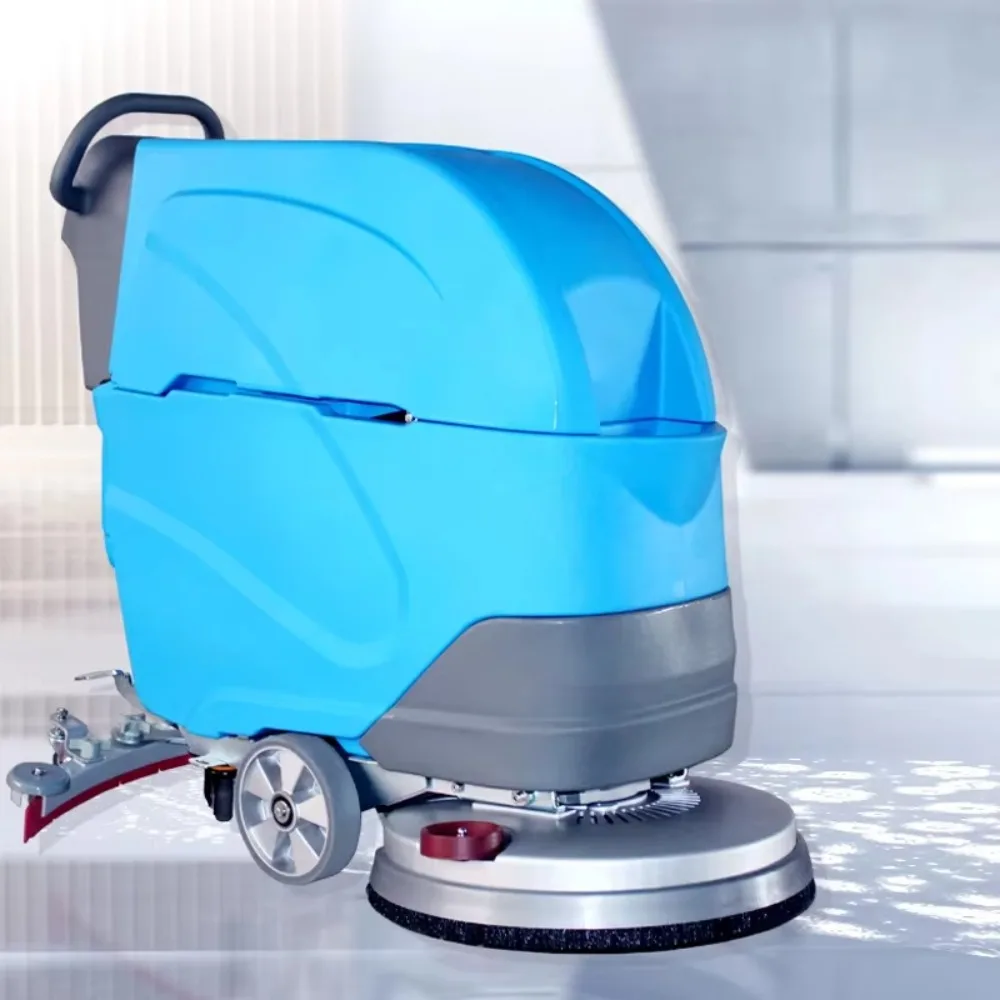 Mini Industrial Walk Behind Floor Scrubber, Blue Electric Battery Wet Dry Cleaning Machine, New Design Efficient Wash Equipment