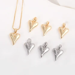 4Pcs Small Peach Heart Pendant With Bail Brass Gold Plated Love Heart Charm For Diy Bracelet Necklace Jewelry Making Accessories