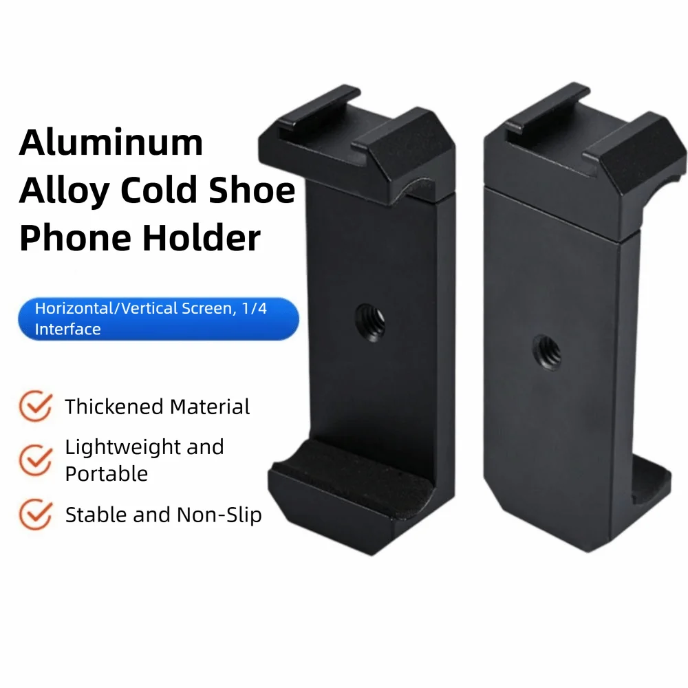 Universal Phone Tripod Mount 1/4'' Screw Hole Spring Clamp Smartphone Holder Multi-angle Cold Shoe Slot Phone Clip Photography