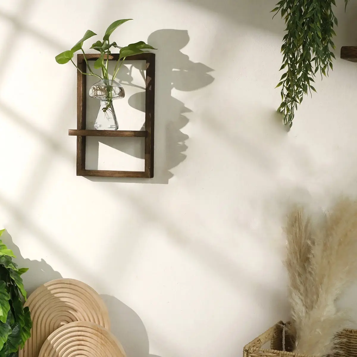 2026 Trend Wooden Display Shelf Floating Shelves Rustic Wood Shelves Wall Storage for Kitchen over Toilet Small Wall