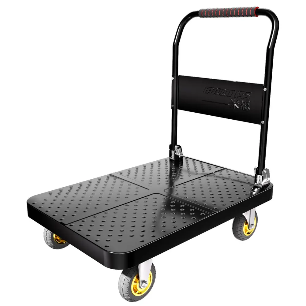 

70*50cm 250kg 500lb Workshop Metal Anti-Slip Flatbed Hand Truck Cart Industrial Foldable Platform Tool Trolley for Carrying