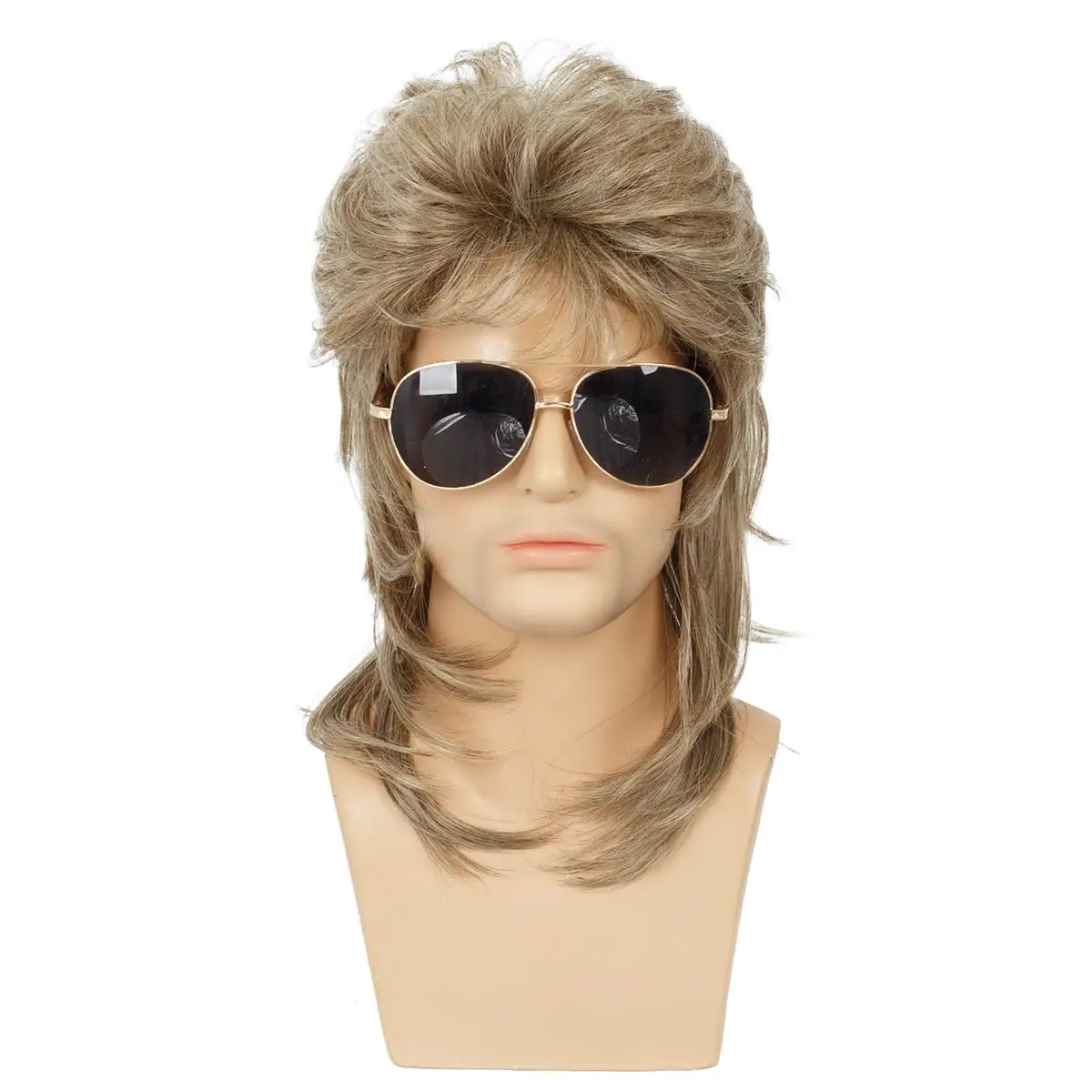 Mullet Wigs for Men Synthetic 70s 80s Costumes Mens Black Fancy Party Accessory Cosplay Hair Wig