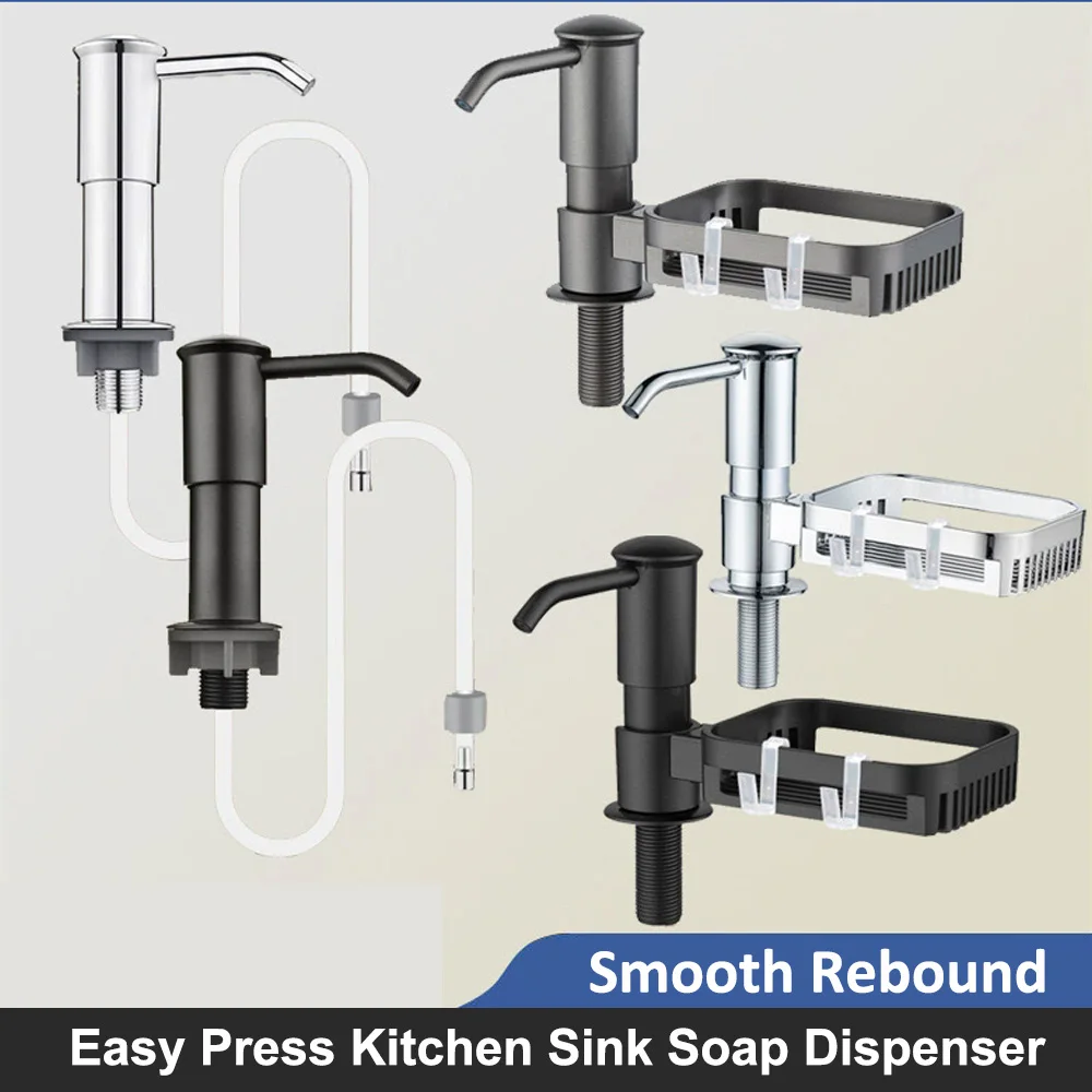 Dispensador de jabón mejorado para fregadero de cocina con tubo extendido, dispensador con bomba para instalación en encimera, para detergente y desinfectante de manos
