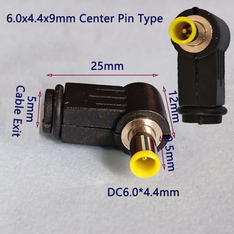 90 ° Rechtwinkliger DC-Stromanschluss 5,5x2,1/2,5x14mm Gabelstecker 5,0x3,0/6,0x4,4x9mm Mittelstift Stecker für CCTV LED – Detail 5