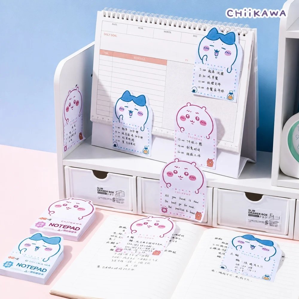 Genuine Chiikawa Die Cut Sticky Notes 80 Sheets 75x102mm Character Memo Pad for Journal Planner Notebook Office Study Writing view 5