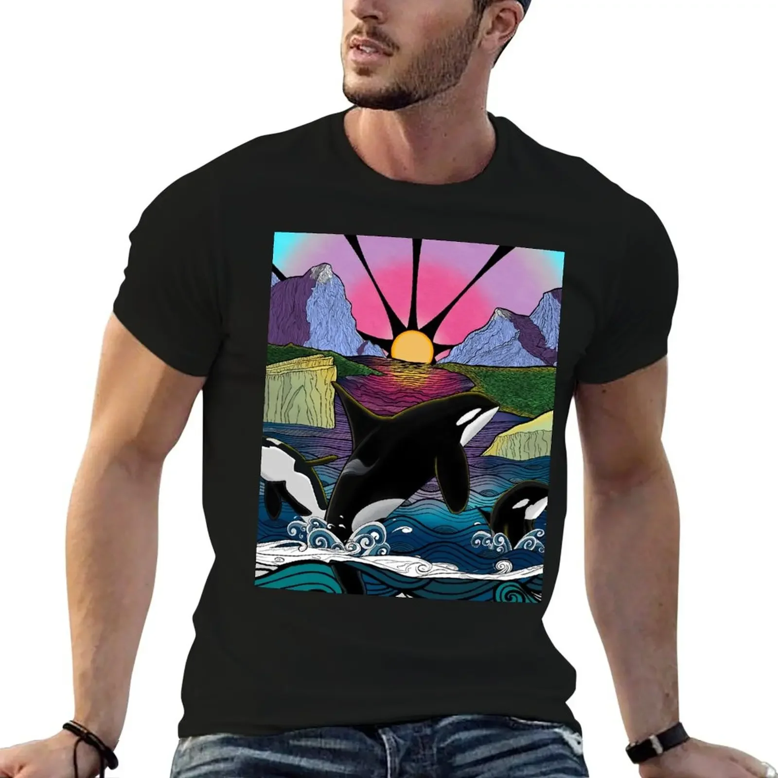 Orcas in Alaska T-Shirt plus size clothes graphic t shirt vintage sublime summer top fruit of the loom mens t shirts