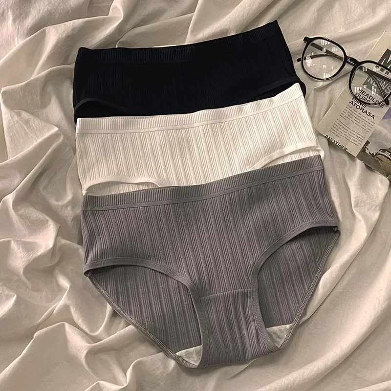 Frauen Baumwolle Unterwäsche Höschen sexy japanischen Stil mittlere Taille einfache atmungsaktive Slips Komfort Unterhose nahtlose Dessous