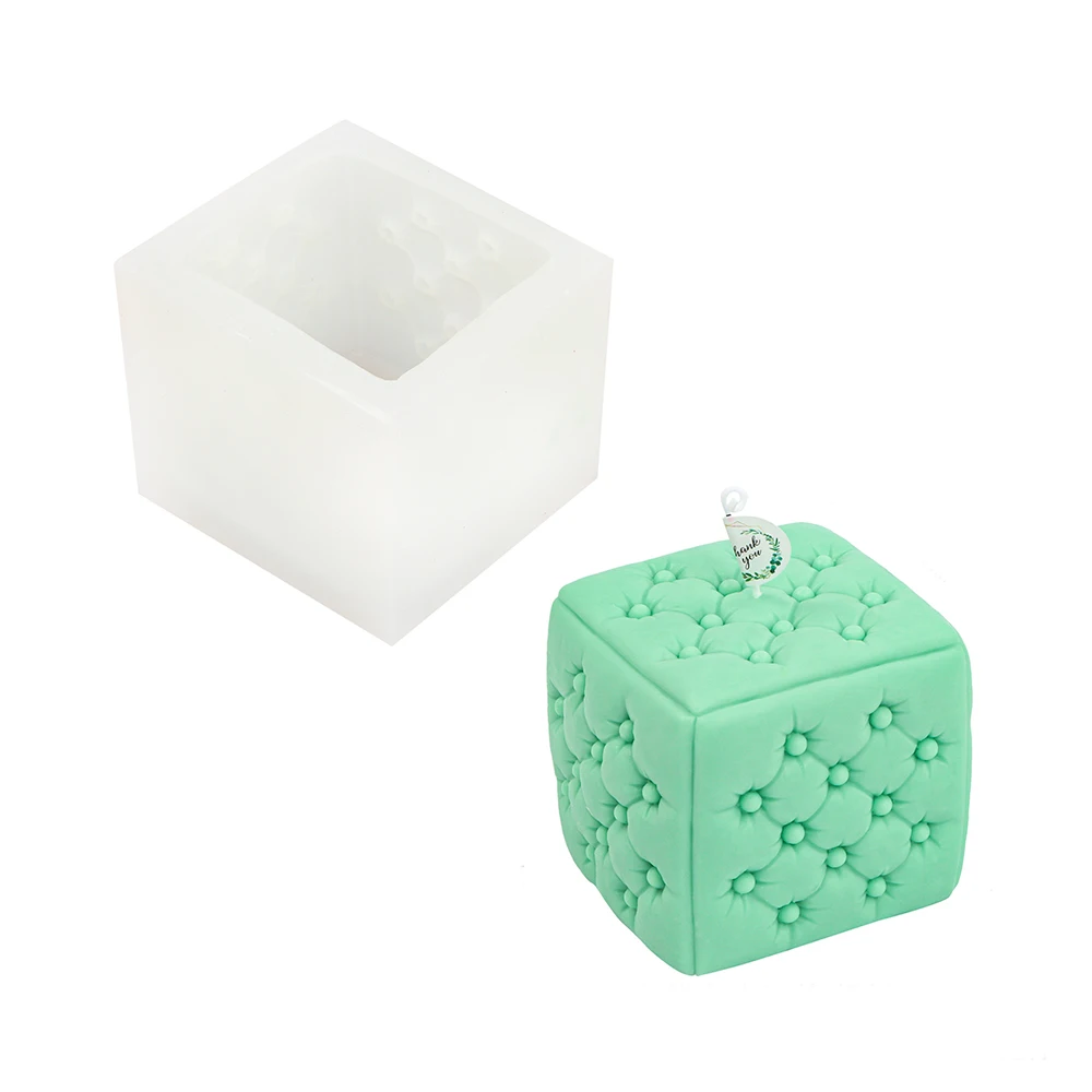 3D Textured Square Shape Candle Mold Incense Silicone Mould DIY Molds for Plaster Aroma Candles Handmade Art Gypsum Soap Molds