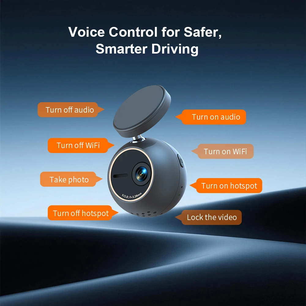 KAWA Dash Cam MINI ORB 2K Tiny Hidden Design Voice Control 360° Rotate 24H Parking Monitor G-sensor Mirroring Function Mini