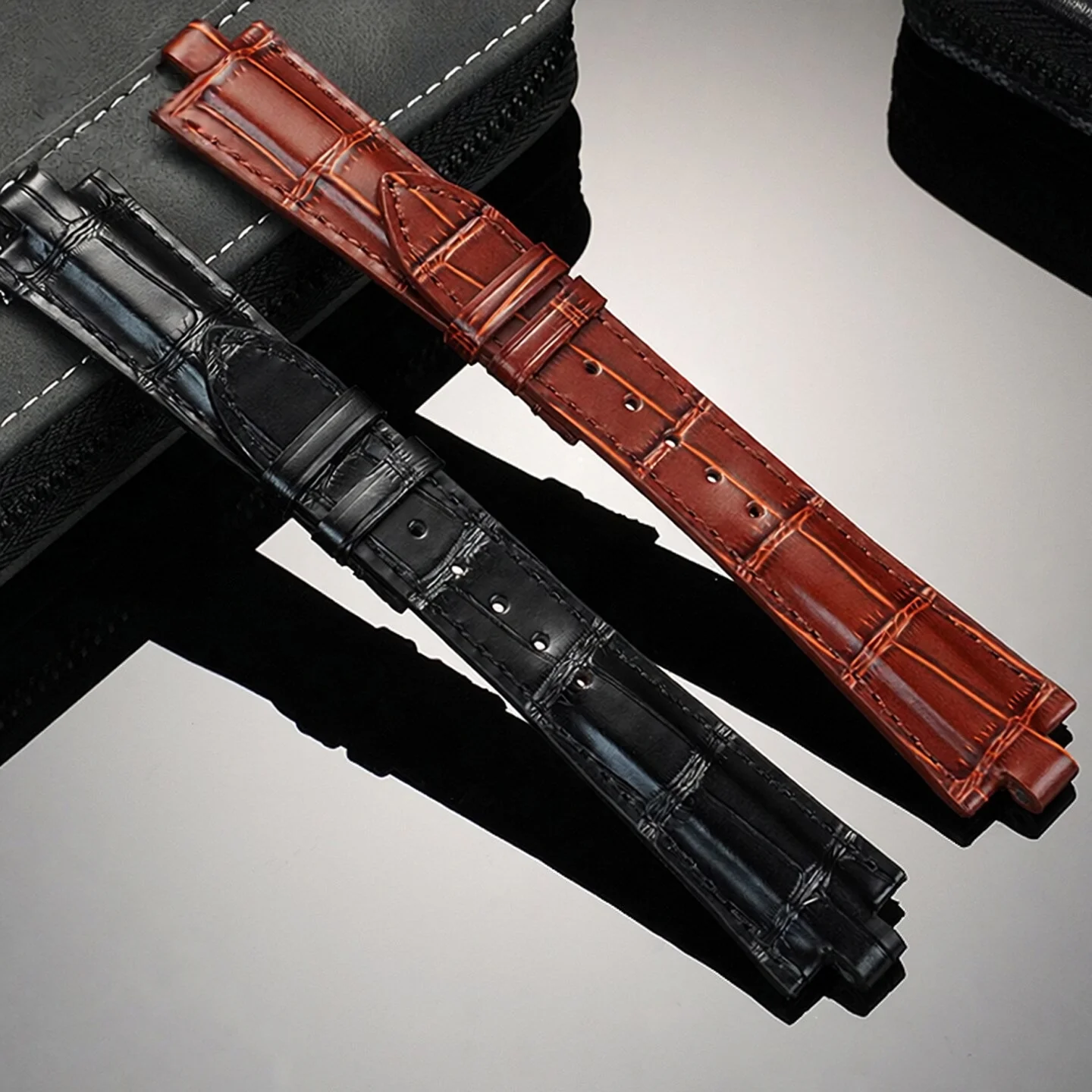 Suitable for BVLGARI Strap First Layer Cowhide DIAGONO Series Concave and Convex Leather Watch Strap