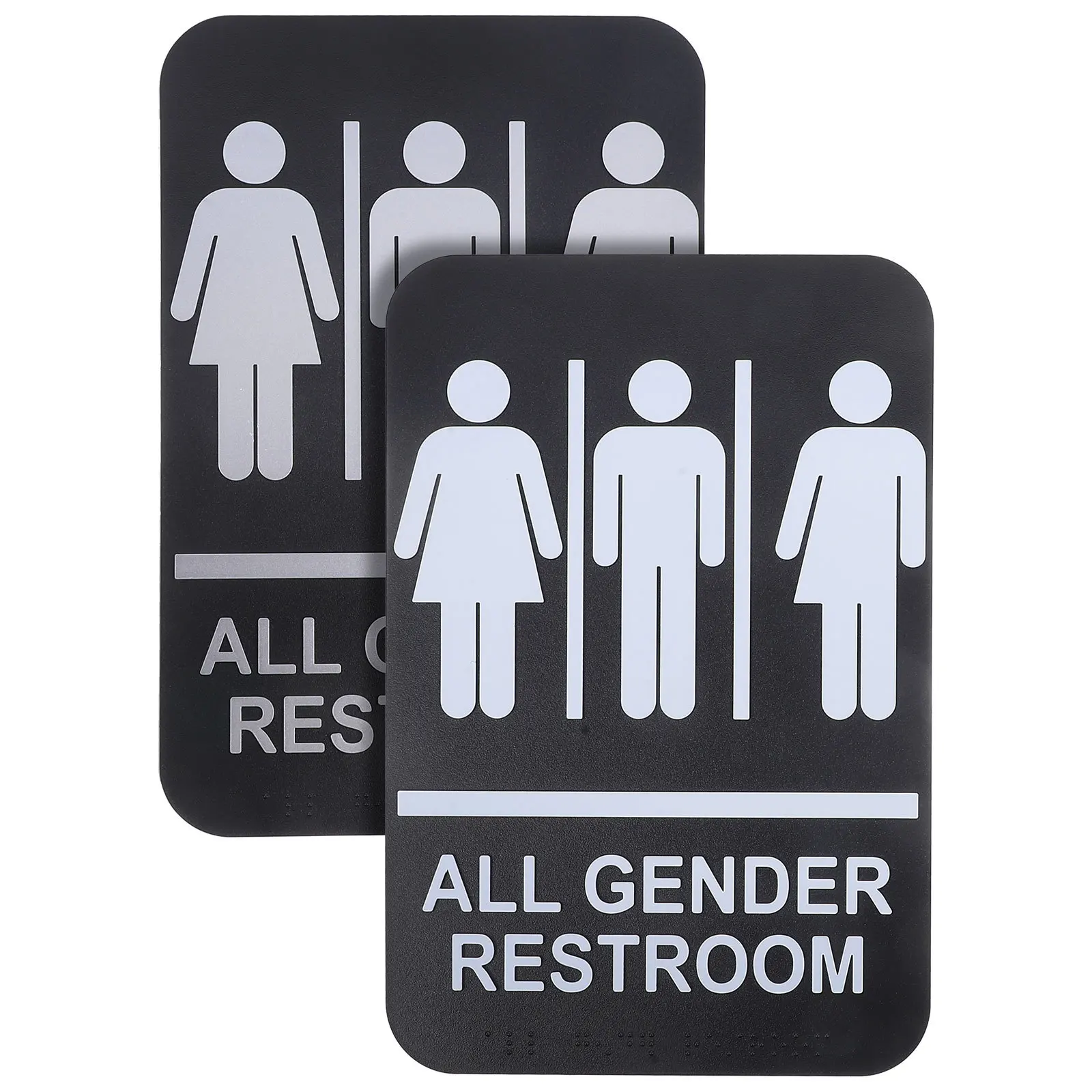 2 pcs Braille Unisex Bathroom All Gender Restroom Sign Adhesive Gender Neutral Toilet Marker For Office Restaurant Public Area