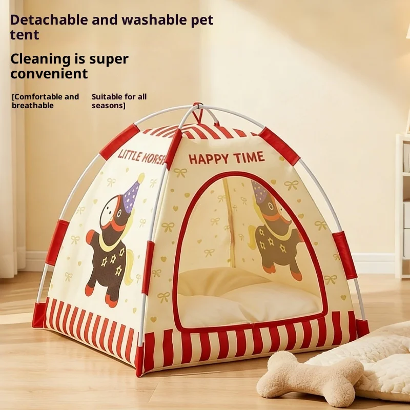 

Дышащая лежанка-домик для кошек из холщовой ткани, съемная корзина-софа, полузакрытая будка для собак, моющийся чехол для зимы и лета, декор для дома питомца