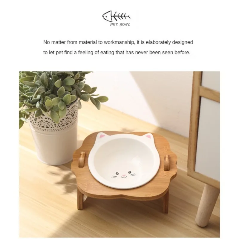 Cat Bowl Ceramic Slanted Mouth Protection For Cervical Vertebrae Pet Feeding Bowl Pet Products With Raised Feet To Prevent