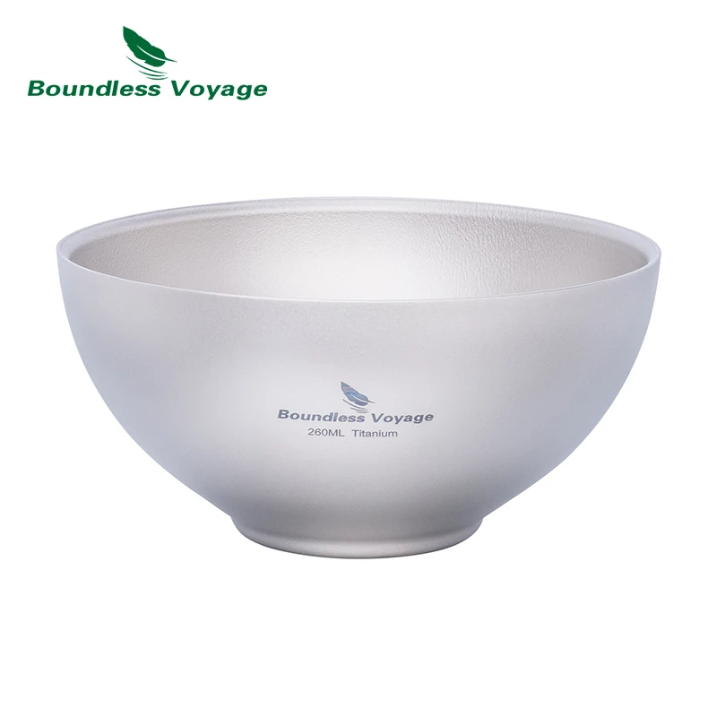 

Boundless Voyage Titanium Bowl 260ml Double-Wall Portable Outdoor Picnic Tableware Rice Noodle Container Anti-scalding Soup Pot