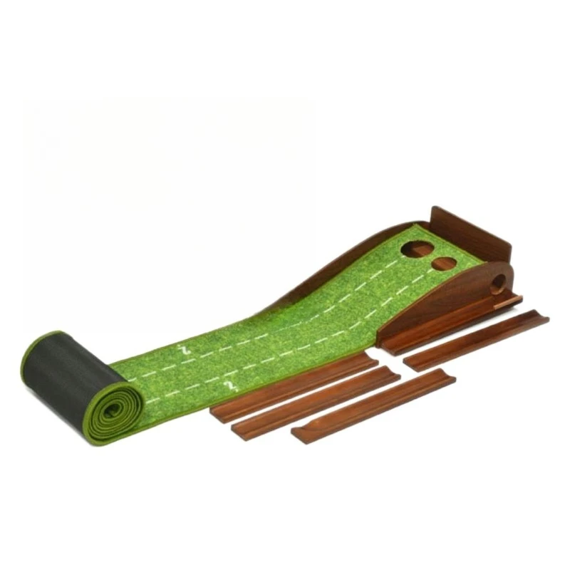 Golf Solid Wood Double Hole Putting Exerciser Back to Ball Track