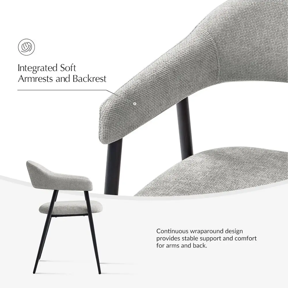 6-Piece Modern Fabric-Upholstered Dining Chairs with Metal Legs, Grey, Suitable for Kitchen, Dining Room, and Restaurant Use