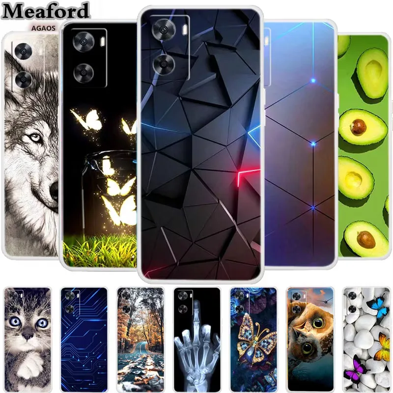 For OPPO A77 5G Case Animals Transparent Silicone TPU Soft Phone Cover For Realme Q5i OPPO A57 5G Capa OPPOA57 Cartoon New Funda