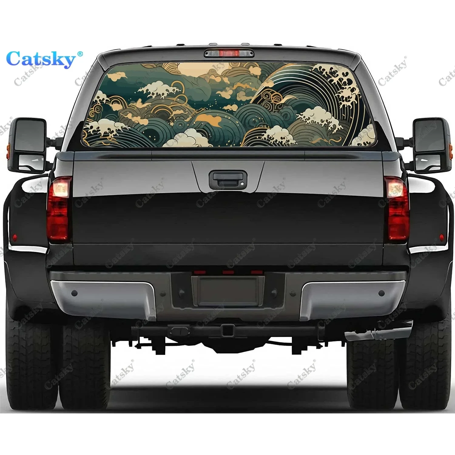 

Japanese Floral Motives Cranes Rear Window Decal Fit Pickup,Truck,Car Universal See Through Perforated Back Window Vinyl Sticker