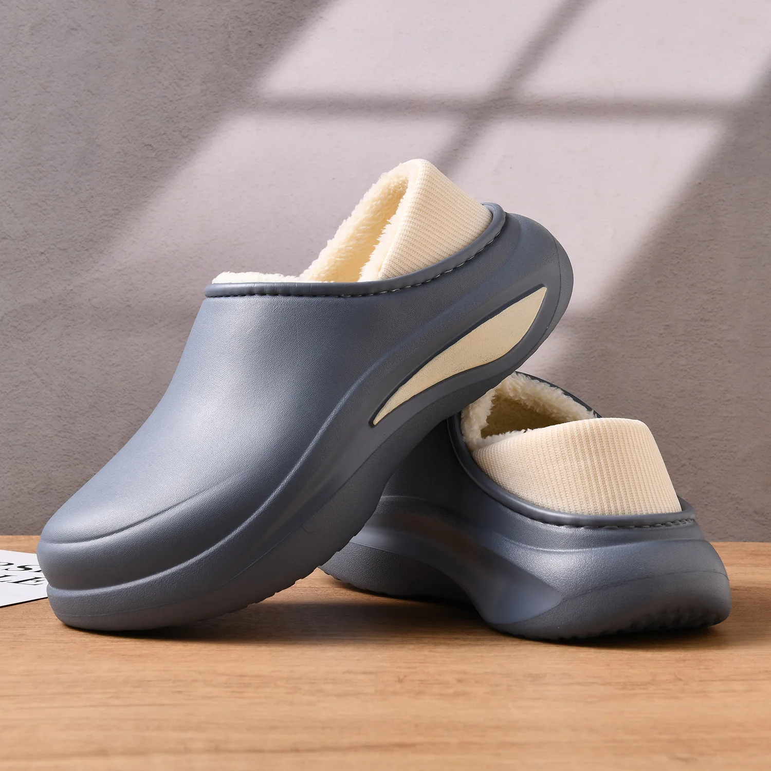 جديد الشتاء الفراء فروي النعال للرجال في الهواء الطلق موضة مقاوم للماء أفخم نعال من القطن داخلي دافئ دافئ عدم الانزلاق أحذية المنزل