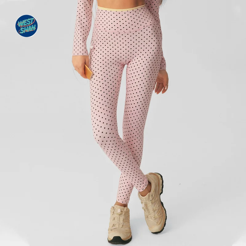 WESTSHAN EU US Size Luxury Quality Polka Dot Yoga Leggings Women Fitness Pilates Training Sports Workout Running Pants