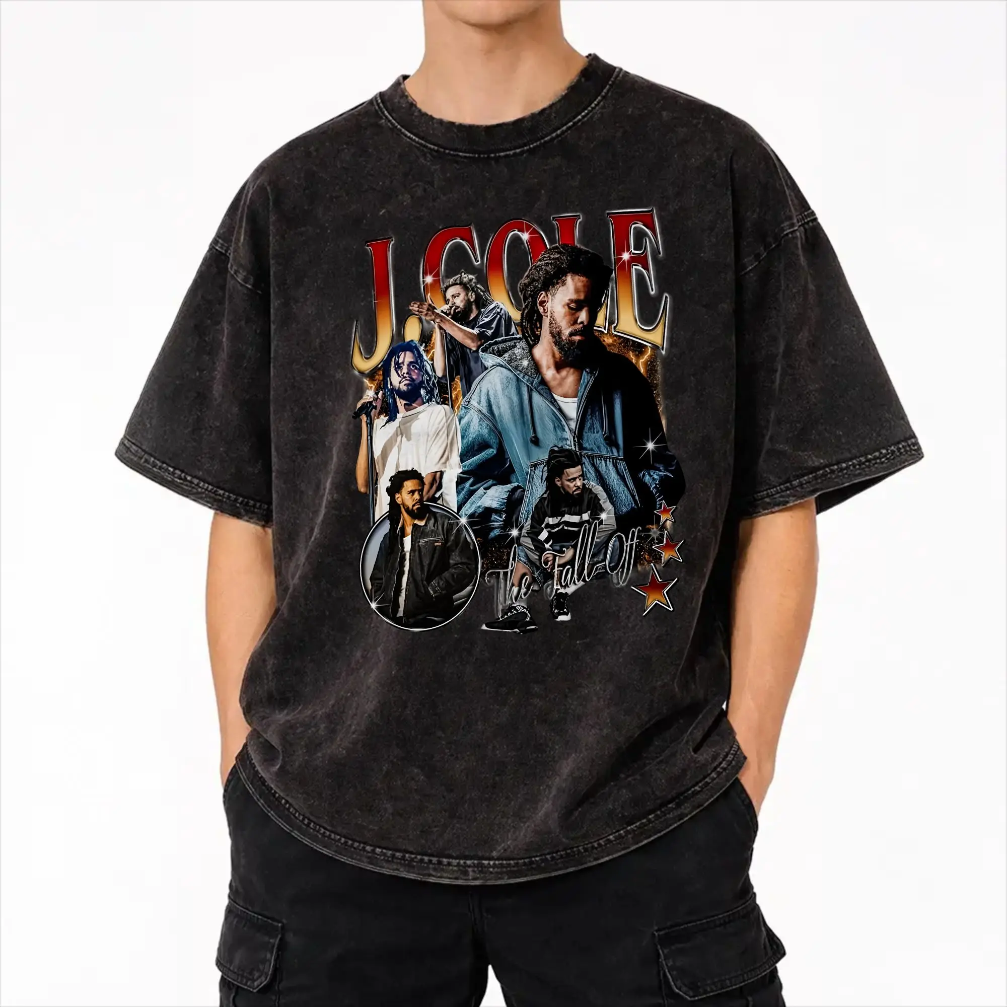 J Cole The Fall Off 2026 Tour Merch Washed T Shirts Men Women Streetwear Hip Hop T-Shirts Printed  Tees Tops Short Sleeve