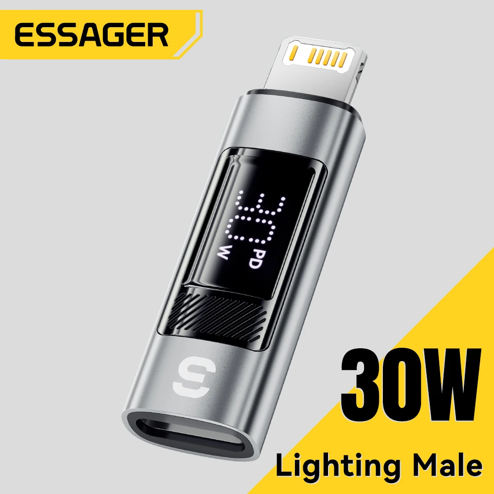 Essager PD 30W Fast Charging OTG Digital Display USB C To iOS Lighnting Male Converter Adapter For iPhone 14 13 12Pro Max iPad