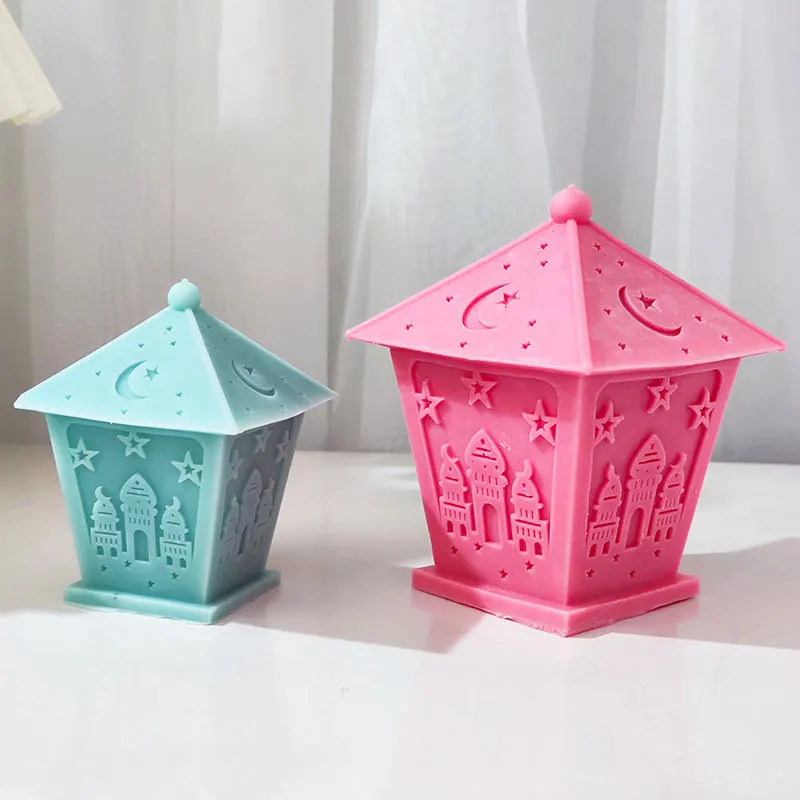Star Moon Ancient Temple Lamps Candle Soap Silicone Mold 3D House Gypsum Tabletop Ornaments Photography Background Mould