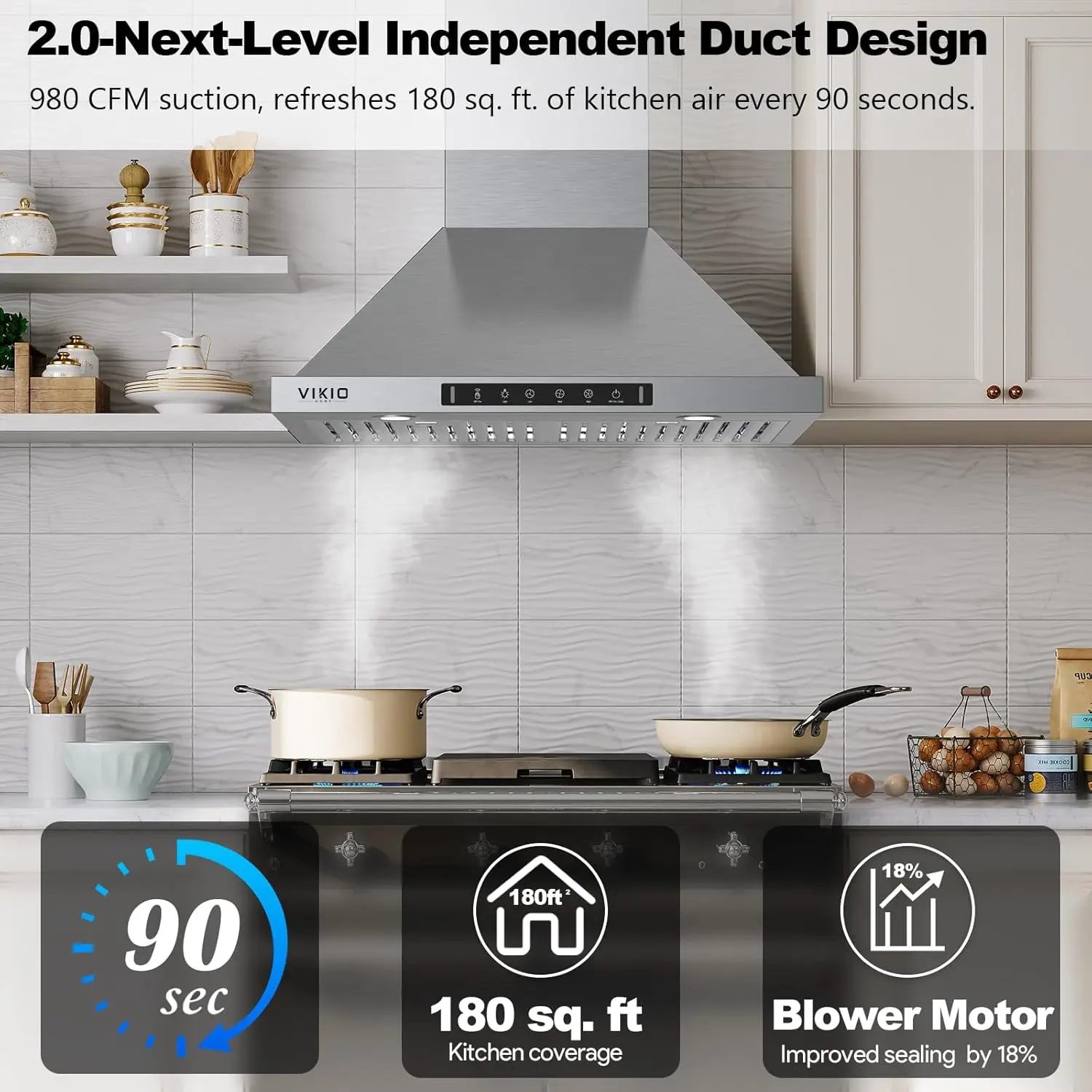 Wall Mount Range Hood 30 Inch,Kitchen Vent Hoods 980 Cfm Ducted/Ductless Range Hood,With Gesture Sensing & Touch Control Switch