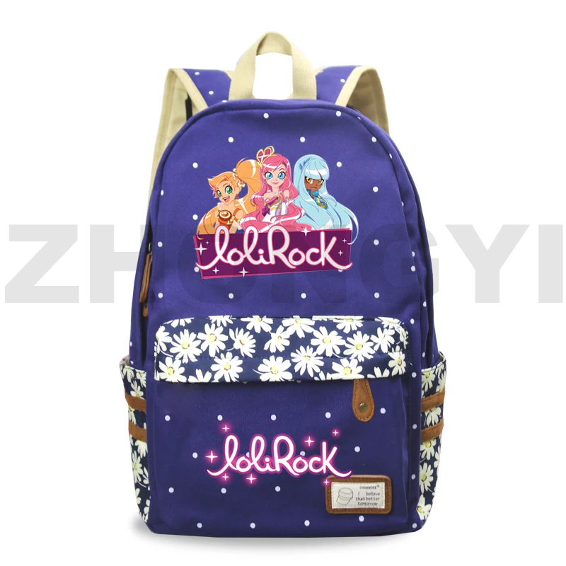 

New Lolirock Backpack Floral Canvas Bookbag School Bags for Teenage Girls LoliRockstar Bag Pack Mochilas Para Mujer Back Pack