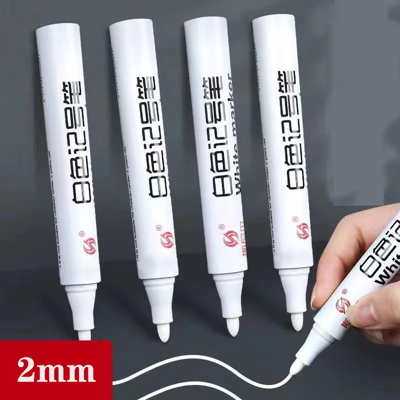 

3/2/1pcs 2.0 Mm Oily White Marker Fiber NIB Waterproof Quick Drying Logistics Tire Paper Waterproof Painting Artistic Signature