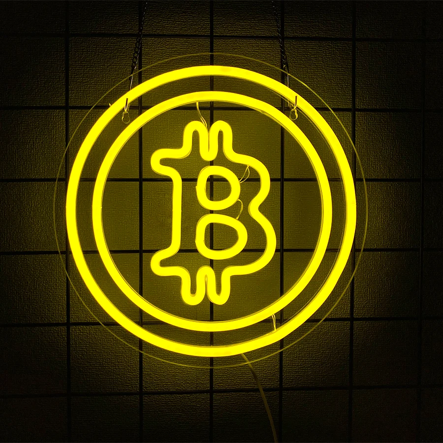 

Bitcoin Led Neon Sign, Yellow Icon Handmade, Used For Bedroom, Game Room, Office, Club Art Decor, Usb Powered With Switch.