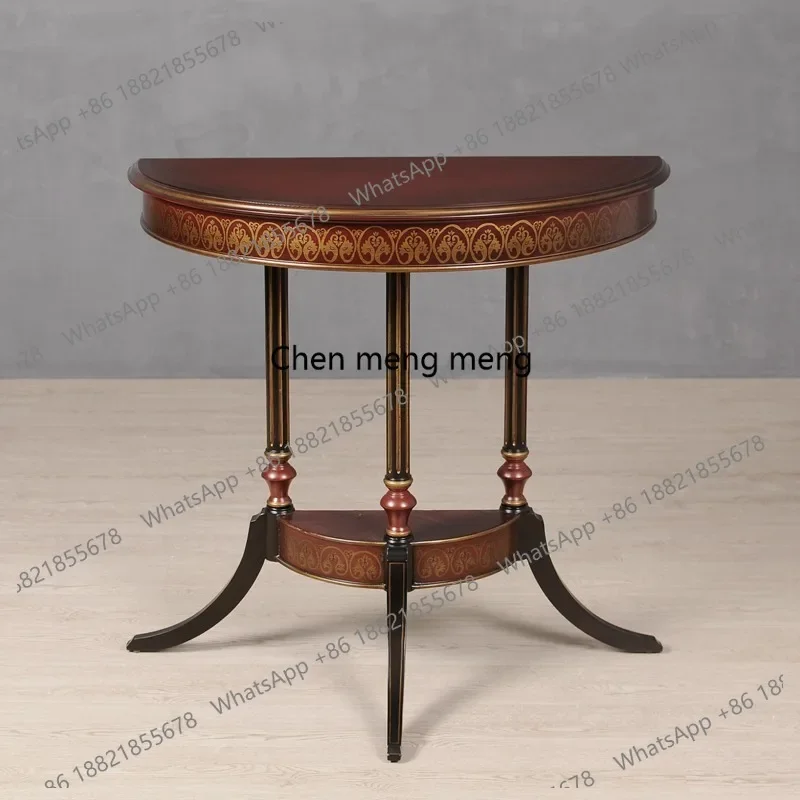 

Semi-round table American retro small entrance Semi-round painted entrance table classical backrest table