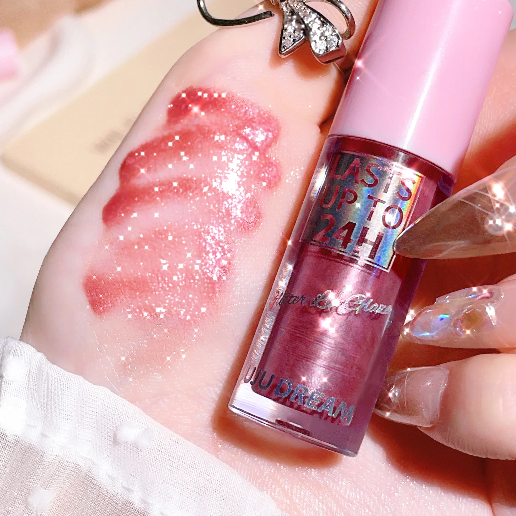 Glitter Lip Glaze Long Lasting Waterproof Liquid Lipstick Dewy Finish Lip Oil Tint Moisturizing Lip Balm Highly Pigmented