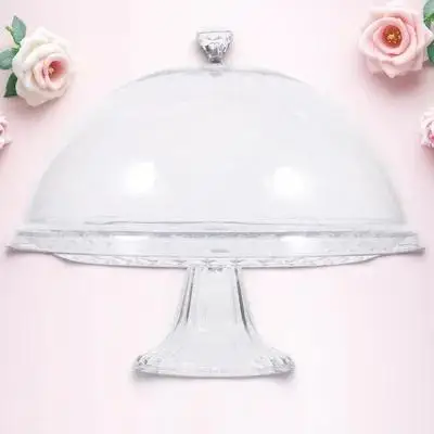 

1Set Transparent Cake Stand Dust Cover Multi-Function Dessert Plate Household Cake Holder Party Wedding Displaying Storage