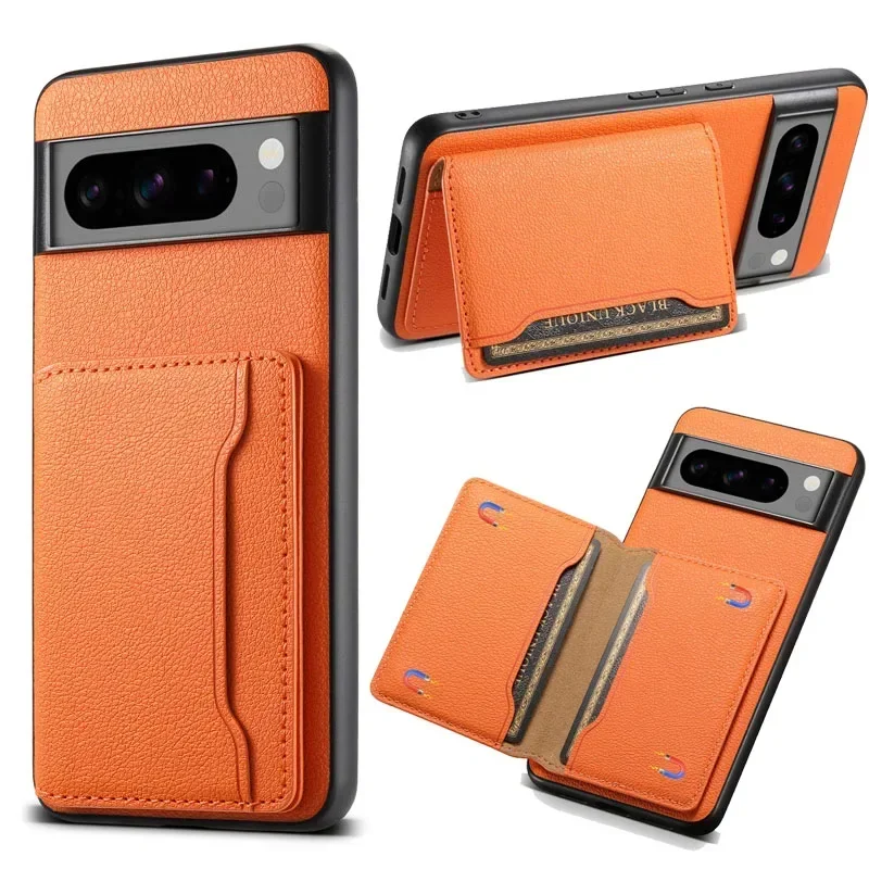 EUCAGR Luxury Multifunctional Leather Magnetic Wallet Phone Case for Google Pixel 9 8 7 6 Pro 8A 7A 6A Card Slot Holder Cover