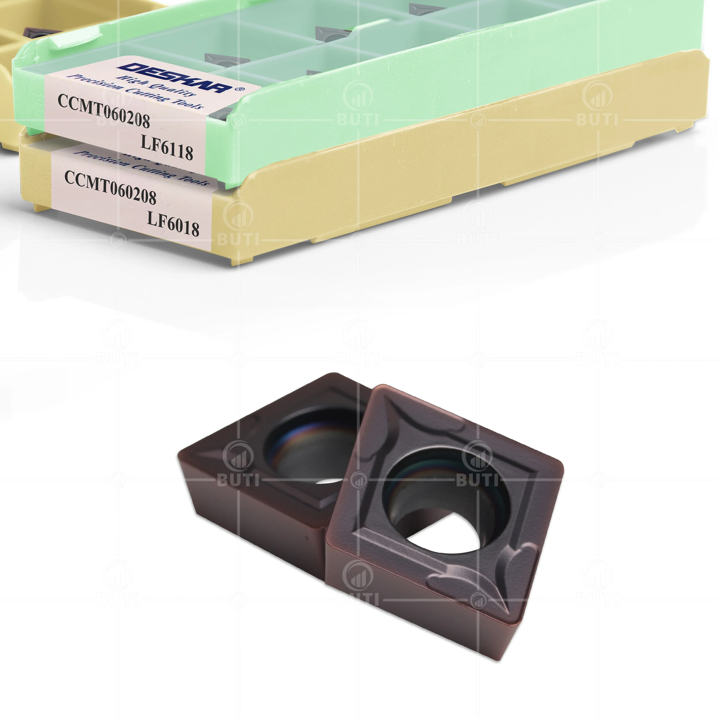 Imagem -03 - Deskar-cnc Carbide Insere Torno Cortador de Corte Ferramentas de Torneamento Ccmt060204 Ccmt09t304 Ccmt120404 Lf6118 Lf6018 100 Original