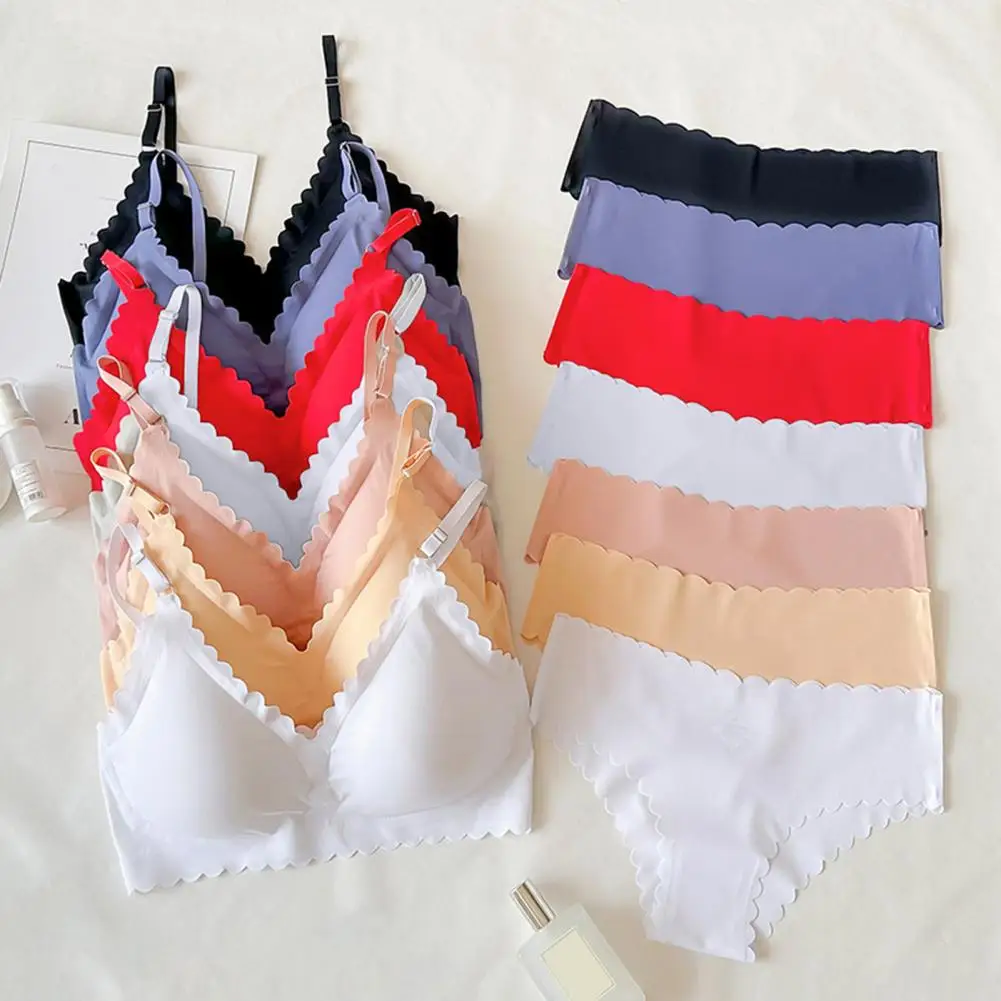 Damen-Unterwäsche-Set Nylon-BH-Set Drahtloses BH-Slip-Set für Frauen Unsichtbare Unterwäsche Nahtloser BH und Slip Spandex-Unterwäsche
