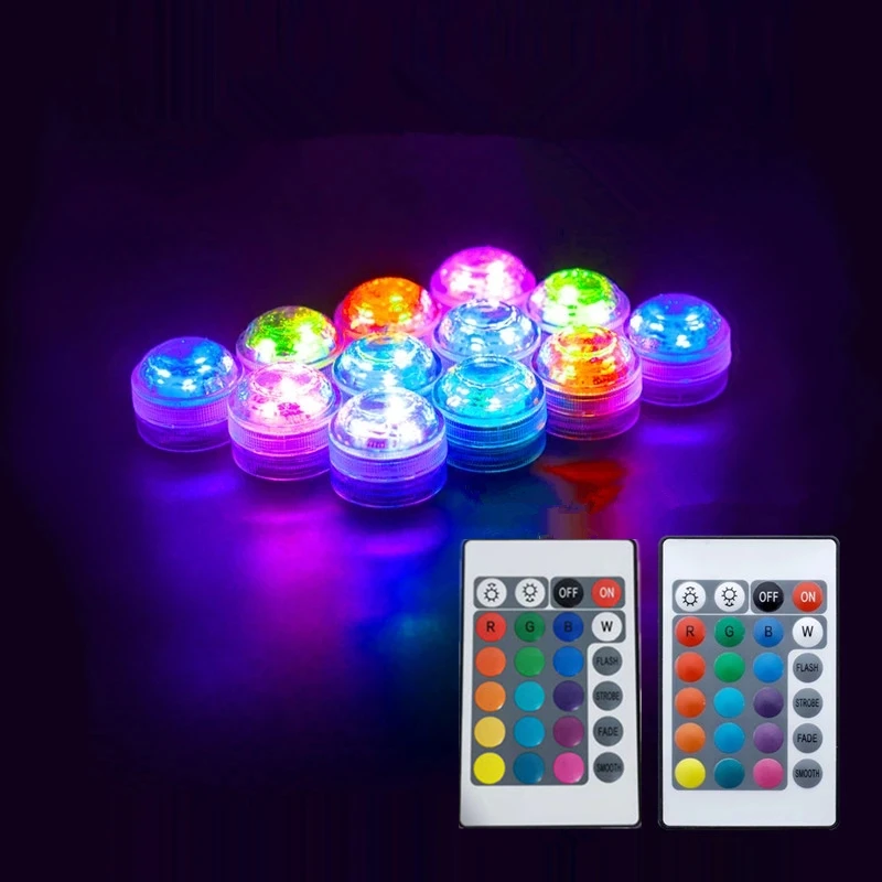 IP68 Submersible LED Lights Waterproof Multi Color Underwater Night Lamp Tea Light Vase Bowl Party Wedding Christmas Decoration